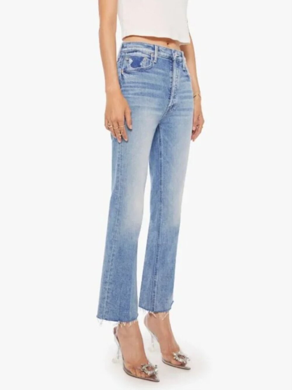 MOTHER The Tripper Flood Fray Jeans "Left In The Dust", Distressed, Size 25